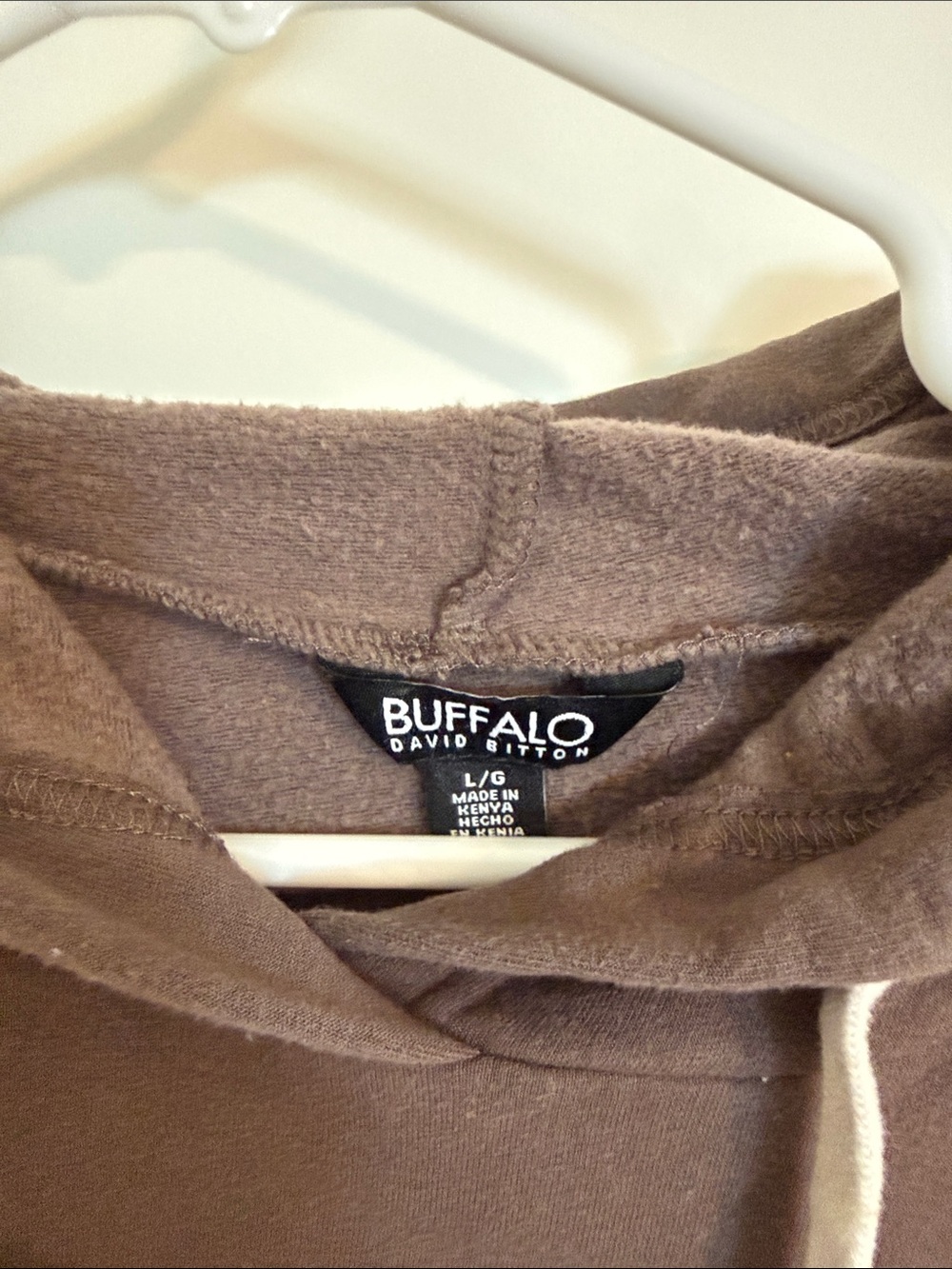Buffalo David Bitton Men's Brown Pullover Hoodie with Contrast Drawstrings - Picture 3 of 6